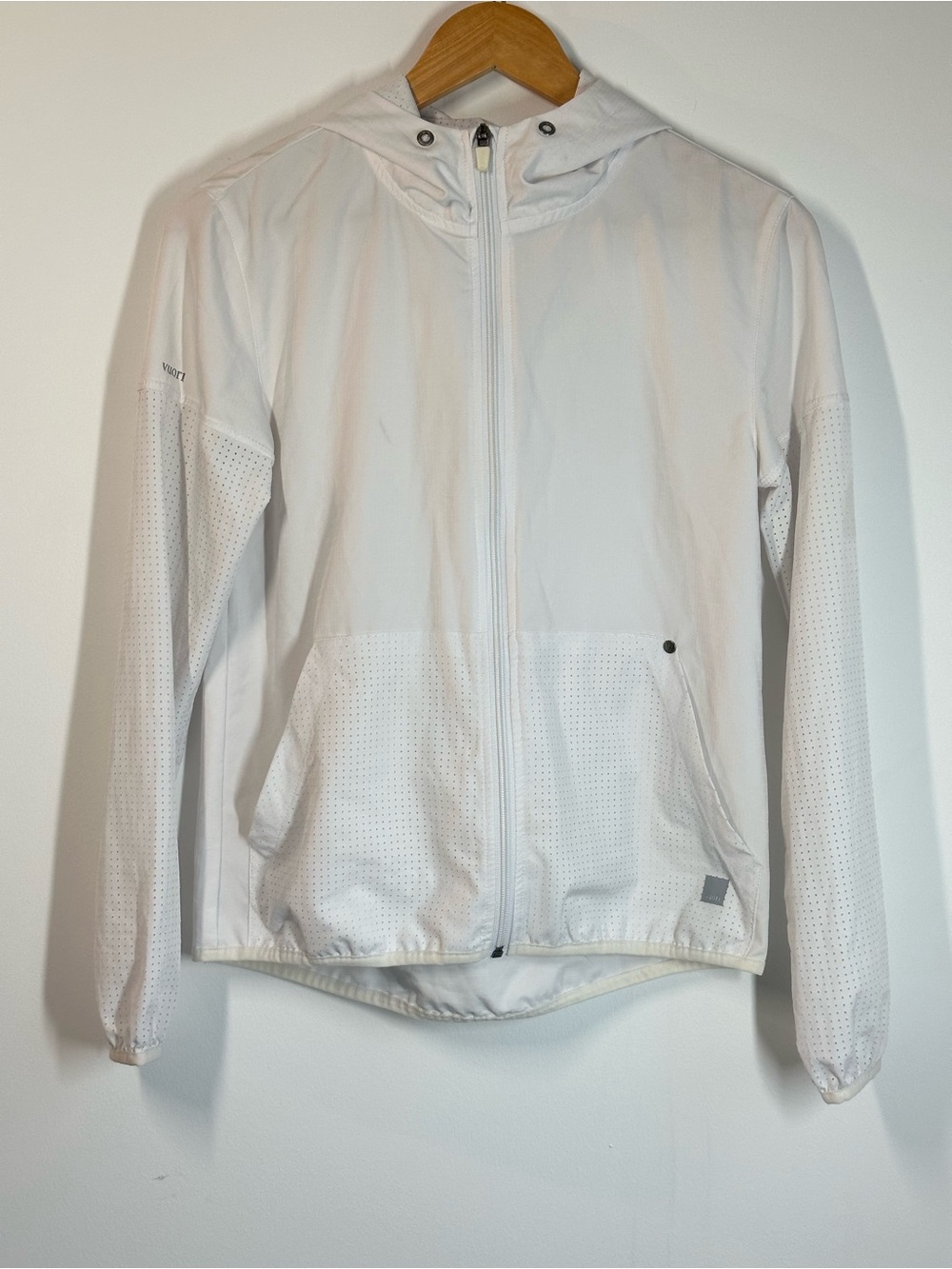 Vuori White Hooded Ripstop Windbreaker Jacket, Size XS